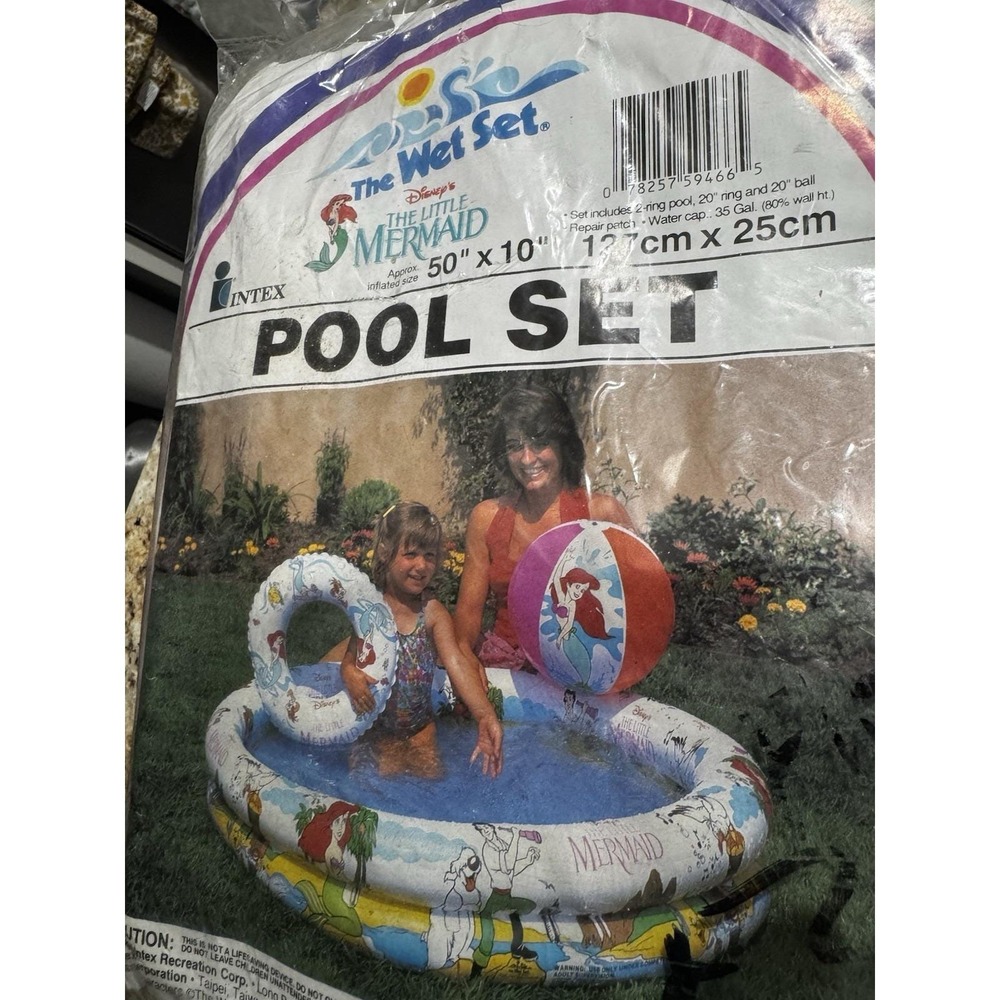 Vintage 1991 Intex The Wet Set Little Mermaid 2Piece Pool missing the beach ball